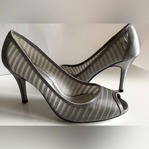 Adrianna Papell Silver Peep Toe Heels - Size 8